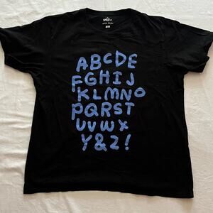 Uniqlo Jason Polan SPRZ NY Shirt Alphabet Black Blue Size XL